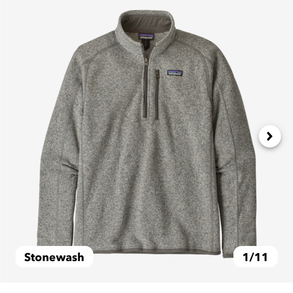 Patagonia men’s Quarter zip Better Sweater in Stonewash